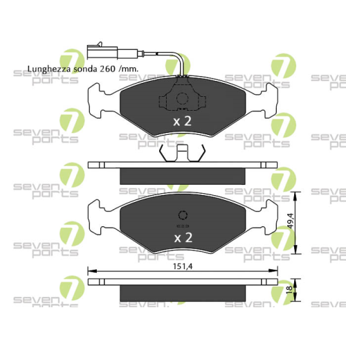 Bremsbelagsatz Scheibenbremse 7 Seven Parts SVP14243 f&uuml;r Fiat 1. Vorderachse