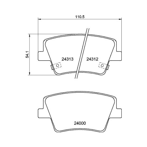 Bremsbelagsatz Scheibenbremse Hella 8DB 355 040-041 f&uuml;r Hyundai Hinterachse
