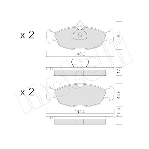 Bremsbelagsatz Scheibenbremse Metelli 22-0077-0 f&uuml;r Jaguar Opel Vauxhall Daewoo