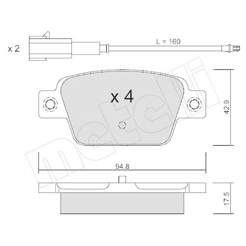 Bremsbelagsatz Scheibenbremse Metelli 22-0323-1 für Fiat Lancia Hinterachse