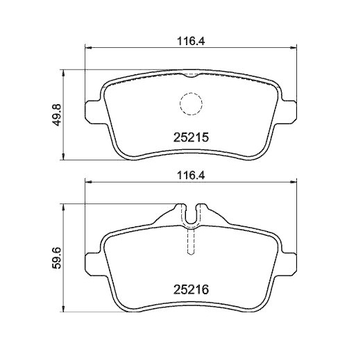 Bremsbelagsatz Scheibenbremse Hella 8DB 355 039-851 f&uuml;r Mercedes Benz Amc