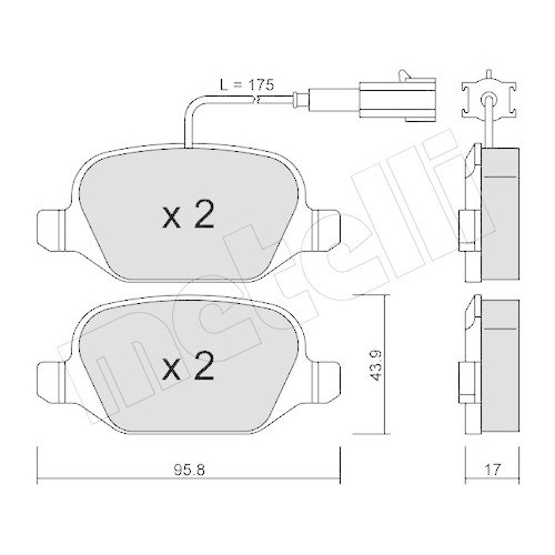Bremsbelagsatz Scheibenbremse Metelli 22-0323-2 f&uuml;r Alfa Romeo Fiat Hinterachse