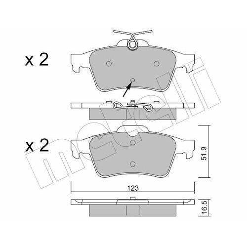 Bremsbelagsatz Scheibenbremse Metelli 22-0337-2 für Peugeot Hinterachse