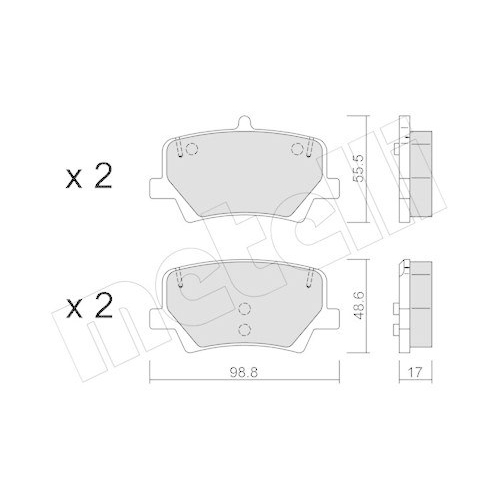 Bremsbelagsatz Scheibenbremse Metelli 22-1187-0 f&uuml;r Volvo Hinterachse
