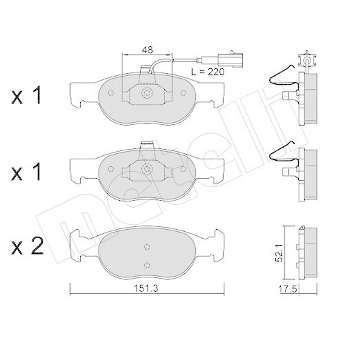 Bremsbelagsatz Scheibenbremse Metelli 22-0079-0 f&uuml;r Fiat Lancia Vorderachse