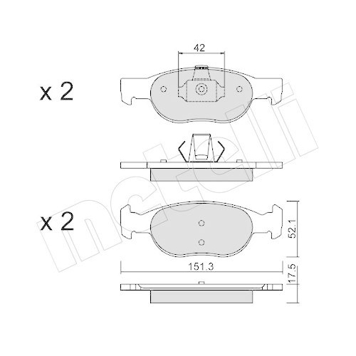 Bremsbelagsatz Scheibenbremse Metelli 22-0079-1 f&uuml;r Fiat Lancia Vorderachse