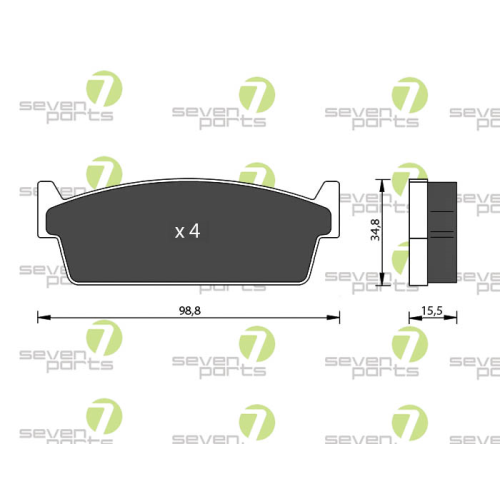 Bremsbelagsatz Scheibenbremse 7 Seven Parts SVP18170 f&uuml;r Nissan 1. Hinterachse
