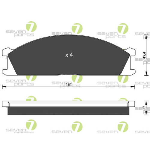 Bremsbelagsatz Scheibenbremse 7 Seven Parts SVP14271 f&uuml;r Nissan 1. Vorderachse