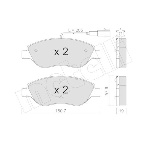 Bremsbelagsatz Scheibenbremse Metelli 22-0577-1 f&uuml;r Alfa Romeo Fiat Lancia