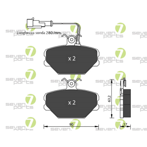 Bremsbelagsatz Scheibenbremse 7 Seven Parts SVP14112 f&uuml;r Fiat Vorderachse