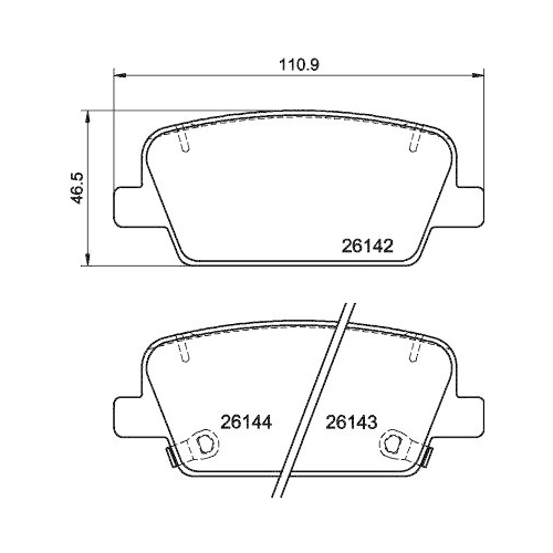 Bremsbelagsatz Scheibenbremse Hella 8DB 355 040-081 f&uuml;r Hyundai Kia Hinterachse