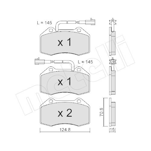 Bremsbelagsatz Scheibenbremse Metelli 22-0651-2 f&uuml;r Alfa Romeo Fiat Abarth