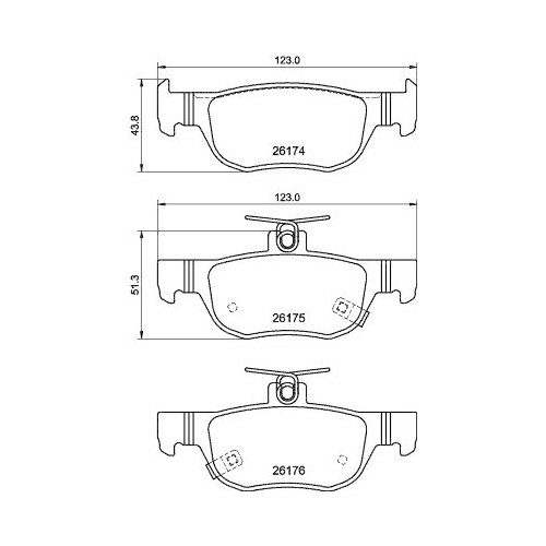 Bremsbelagsatz Scheibenbremse Hella 8DB 355 040-101 f&uuml;r Mazda Hinterachse