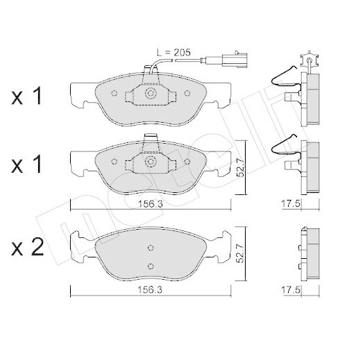 Bremsbelagsatz Scheibenbremse Metelli 22-0082-0 f&uuml;r Fiat Lancia Vorderachse