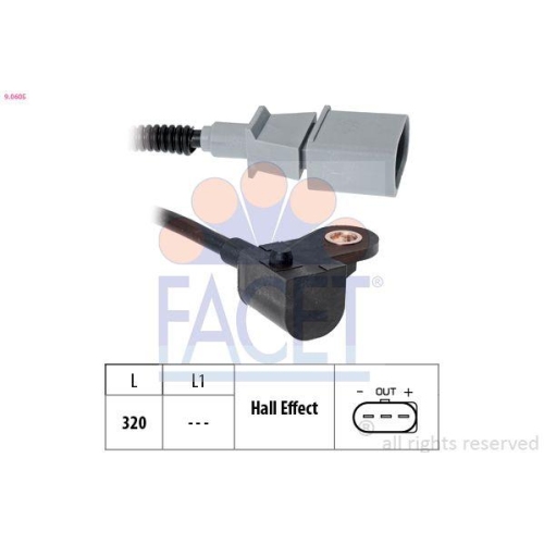Sensor Nockenwellenposition Facet 9.0605 Made In Italy - Oe Equivalent f&uuml;r Audi
