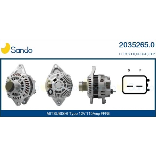 Generator Sando 2035265.0 f&uuml;r Chrysler Dodge Mitsubishi Chevrolet Jeep