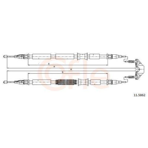 Seilzug Feststellbremse Cofle 11.5862 für Opel Hinten
