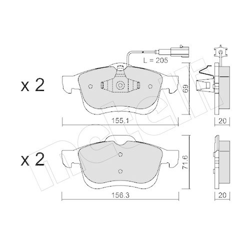 Bremsbelagsatz Scheibenbremse Metelli 22-0824-1 für Chrysler Fiat Lancia