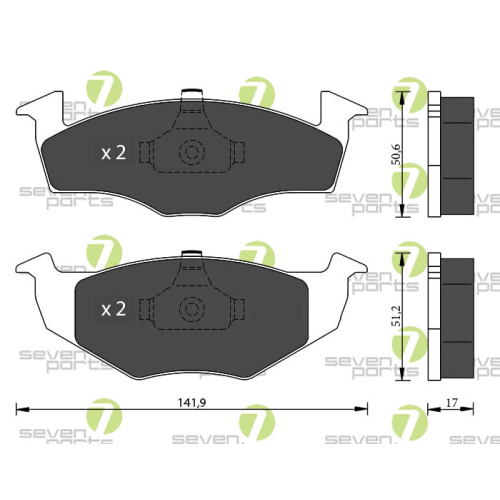 Bremsbelagsatz Scheibenbremse 7 Seven Parts SVP18260 f&uuml;r Audi Seat Skoda Vag VW