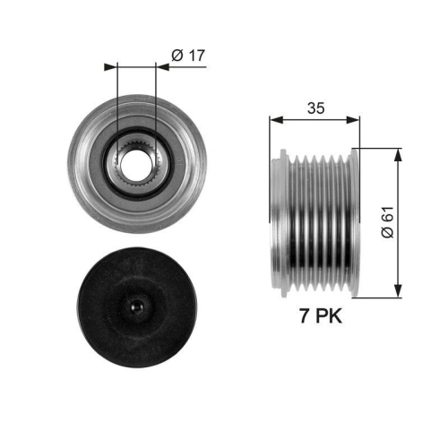 Generatorfreilauf Gates OAP7095 Drivealign&trade; f&uuml;r Audi Seat Skoda VW