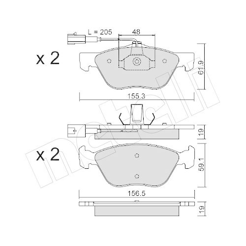 Bremsbelagsatz Scheibenbremse Metelli 22-0083-0 f&uuml;r Alfa Romeo Fiat Lancia