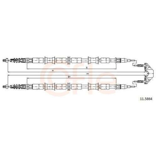 Seilzug Feststellbremse Cofle 11.5864 für Opel Hinten