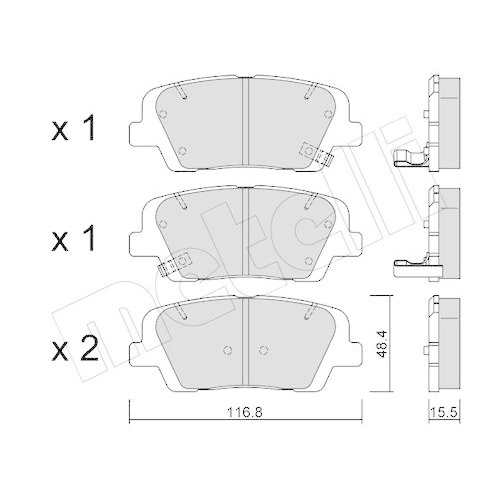 Bremsbelagsatz Scheibenbremse Metelli 22-0901-0 f&uuml;r Ssangyong Hyundai Kia