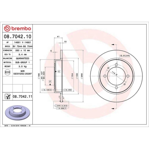 2X Brembo Bremsscheibe Prime Line - Uv Coated f&uuml;r Mitsubishi Volvo