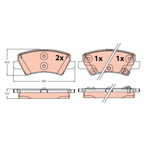 Bremsbelagsatz Scheibenbremse Trw GDB2248 f&uuml;r Kia Hinterachse