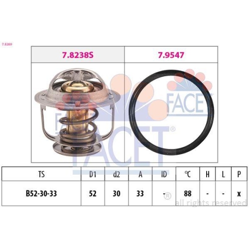 Thermostat K&uuml;hlmittel Facet 7.8269 Made In Italy - Oe Equivalent f&uuml;r Toyota VW