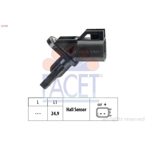 Sensor Raddrehzahl Facet 21.0181 Made In Italy - Oe Equivalent f&uuml;r Ford Volvo