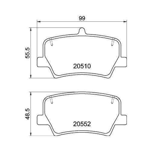 Bremsbelagsatz Scheibenbremse Hella 8DB 355 039-391 f&uuml;r Volvo Amc Hinterachse