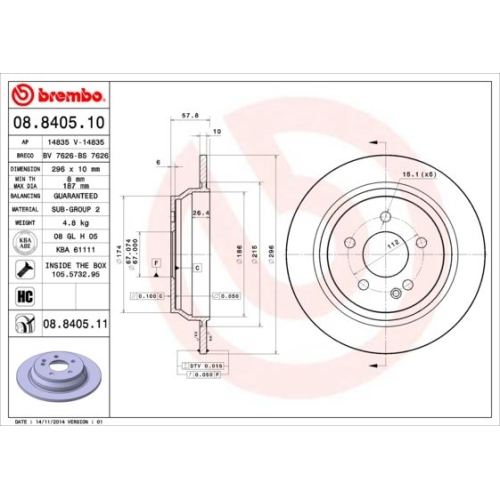 2X Brembo Bremsscheibe Prime Line f&uuml;r Mercedes Benz