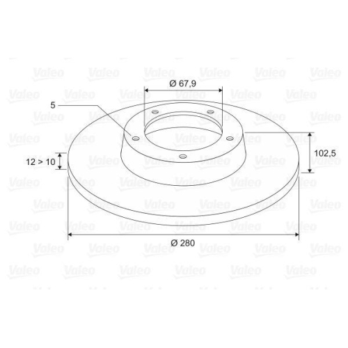 Bremsscheibe Valeo 186713 f&uuml;r Nissan Opel Renault Vauxhall Hinterachse