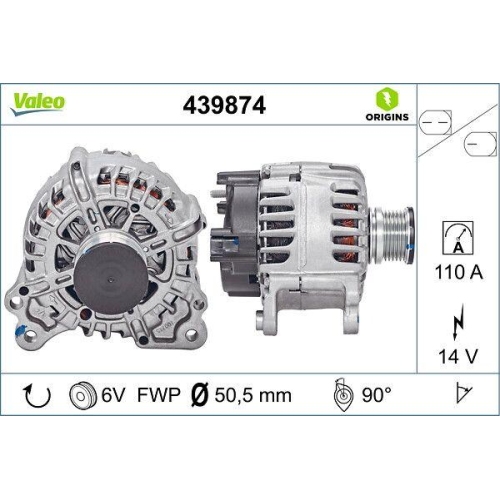 Generator Valeo 439874 Valeo Origins New Oe Technologie f&uuml;r Audi Seat Skoda VW