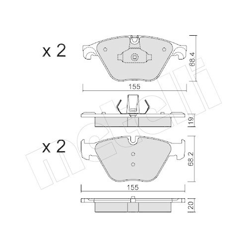 Brake Pad Set Disc Brake Metelli 22-0918-0 for Bmw Front Axle