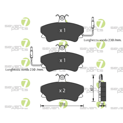 Bremsbelagsatz Scheibenbremse 7 Seven Parts SVP15421 f&uuml;r Renault 1. Vorderachse