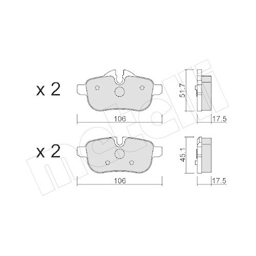 Bremsbelagsatz Scheibenbremse Metelli 22-0919-0 f&uuml;r Bmw Hinterachse