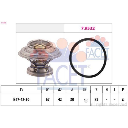 Thermostat Kühlmittel Facet 7.8280 Made In Italy - Oe Equivalent für Ssangyong