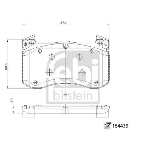 Bremsbelagsatz Scheibenbremse Febi Bilstein 184439 f&uuml;r Mercedes Benz Vorderachse