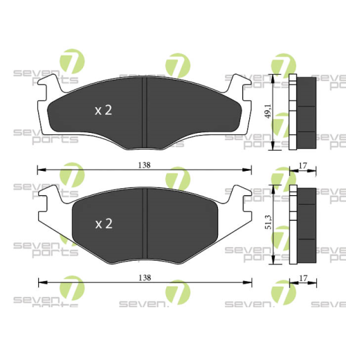 Bremsbelagsatz Scheibenbremse 7 Seven Parts SVP18560 f&uuml;r Audi Seat Skoda Vag VW