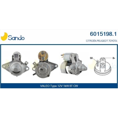 Starter Sando 6015198.1 f&uuml;r Toyota Citro&euml;n/peugeot