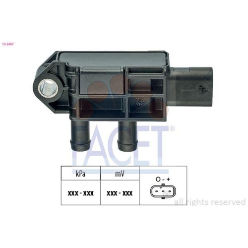 Sensor Abgasdruck Facet 10.3407 Oe Equivalent für Audi Ford Man Porsche Seat VW