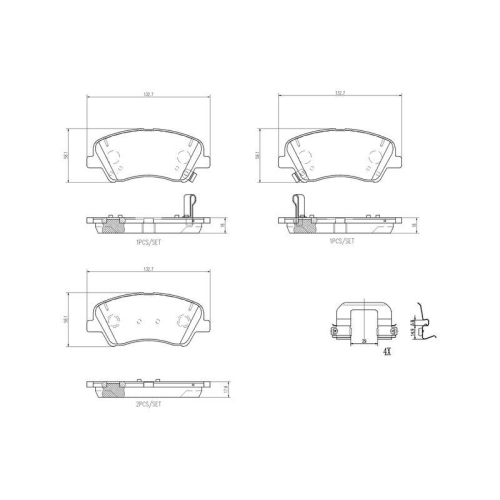 Bremsbelagsatz Scheibenbremse Brembo P30098 Prime Line für Hyundai Kia