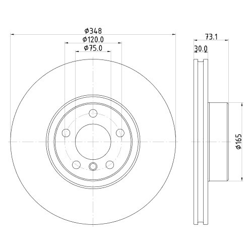 Bremsscheibe Hella 8DD 355 133-201 Pro Hc f&uuml;r Bmw Vorderachse Rechts
