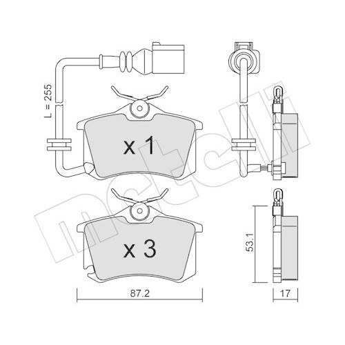 Bremsbelagsatz Scheibenbremse Metelli 22-0100-4 f&uuml;r Seat Skoda VW Hinterachse
