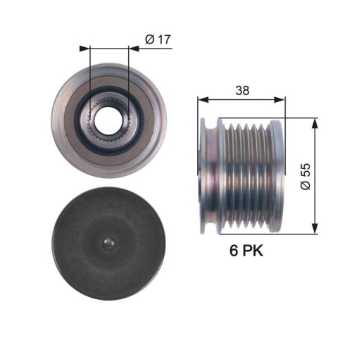Generatorfreilauf Gates OAP7124 Drivealign&trade; f&uuml;r Mini