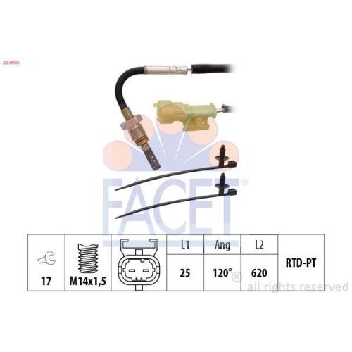 Sensor Abgastemperatur Facet 22.0045 Made In Italy - Oe Equivalent f&uuml;r Opel