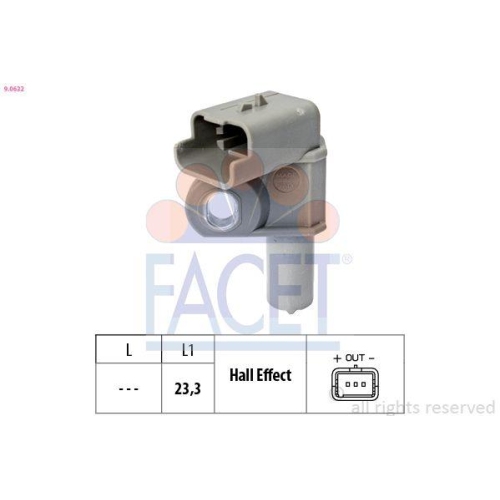 Sensor Camshaft Position Facet 9.0632 Made In Italy - Oe Equivalent for Citroën