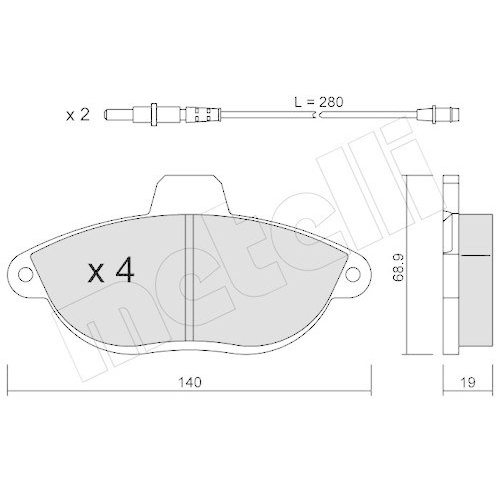 Bremsbelagsatz Scheibenbremse Metelli 22-0105-0 für Citroën Fiat Peugeot